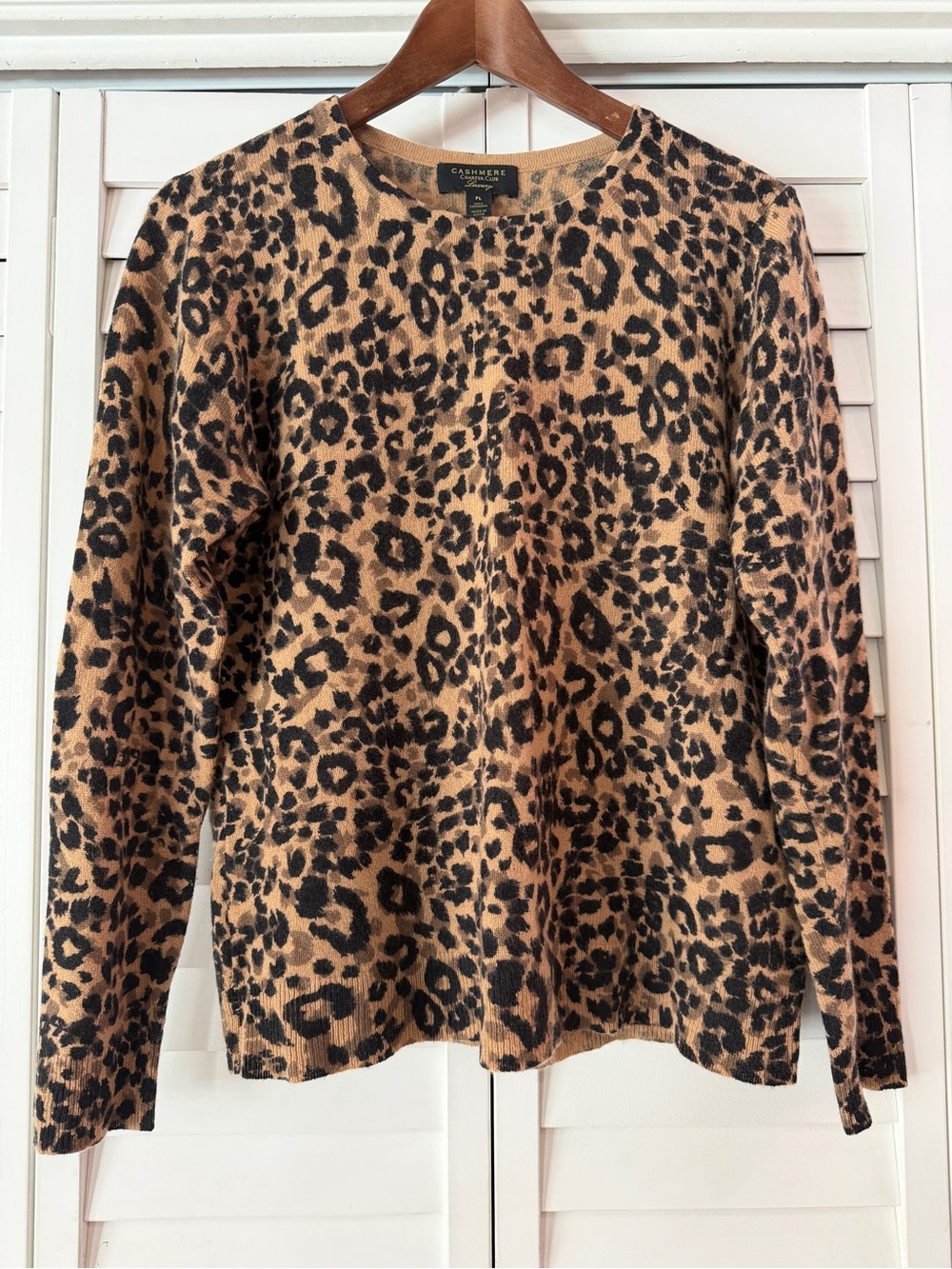 Charter Club Luxury 100% Cashmere Leopard Print Pullover Sweater - PL
